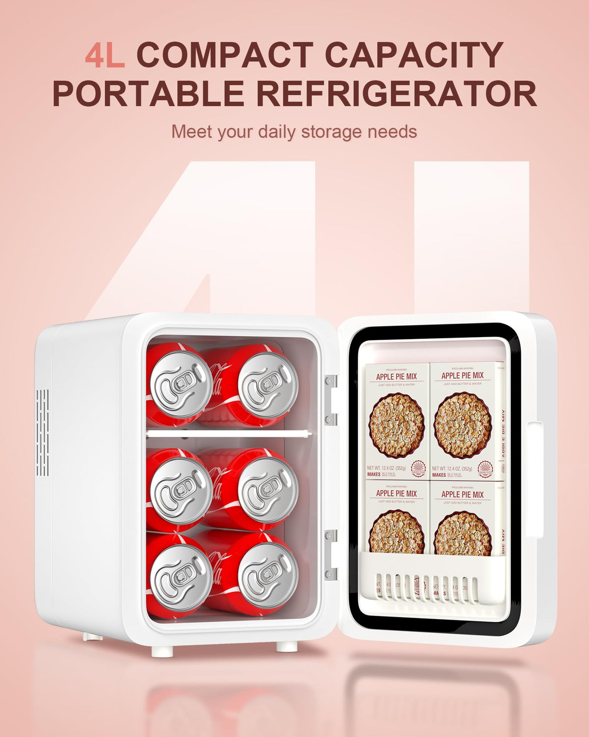 CUTIEWORLD Skincare Fridge - 4L Makeup Fridge for Refrigerating Makeup, Skincare and Food, Mini Fridge for Bedroom, Office and Car, Cooler and Warmer, Beverage Cooler, Leather Pink Jansha Store