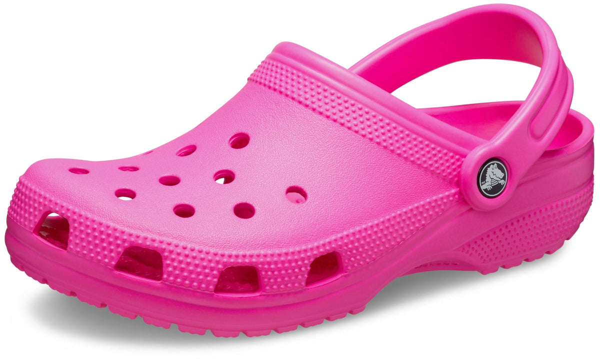 Close-up of the heel strap and rivet attachment on the classic clog