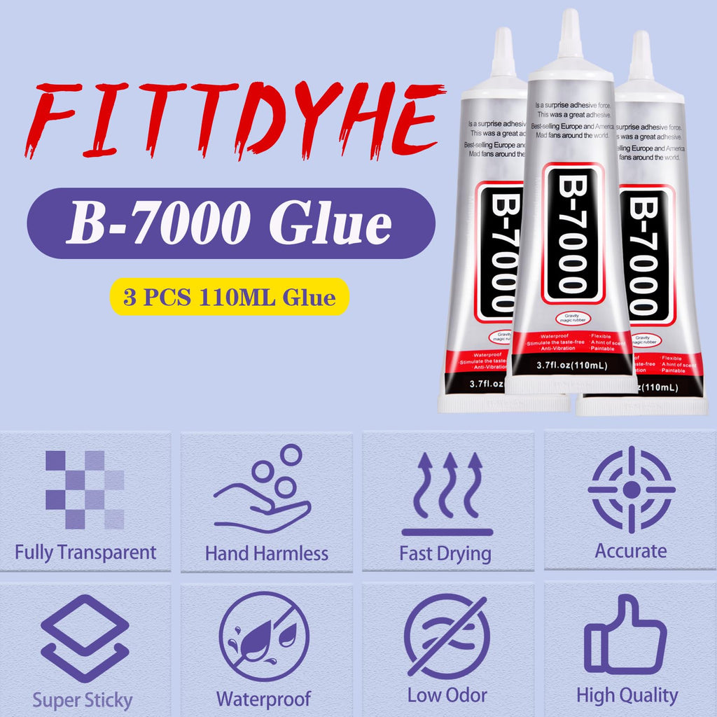 B7000 Jewelry Glue for Making, FITTDYHE 1PCS 50ML/1.69 fl oz Clear Adhesive for Rhinestone, Fabric, Multipurpose Super B-7000 for Phone Repair, Nail Art, Wood, Glass, Charms Jansha Store