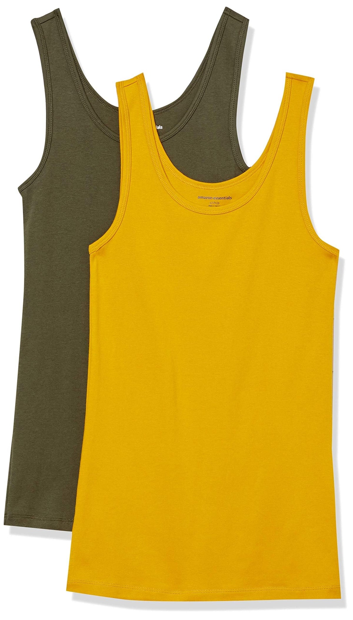 Amazon Essentials Women's Slim-Fit Ribbed Scoop Neck Tank Tops, Pack of 2 Jansha Store