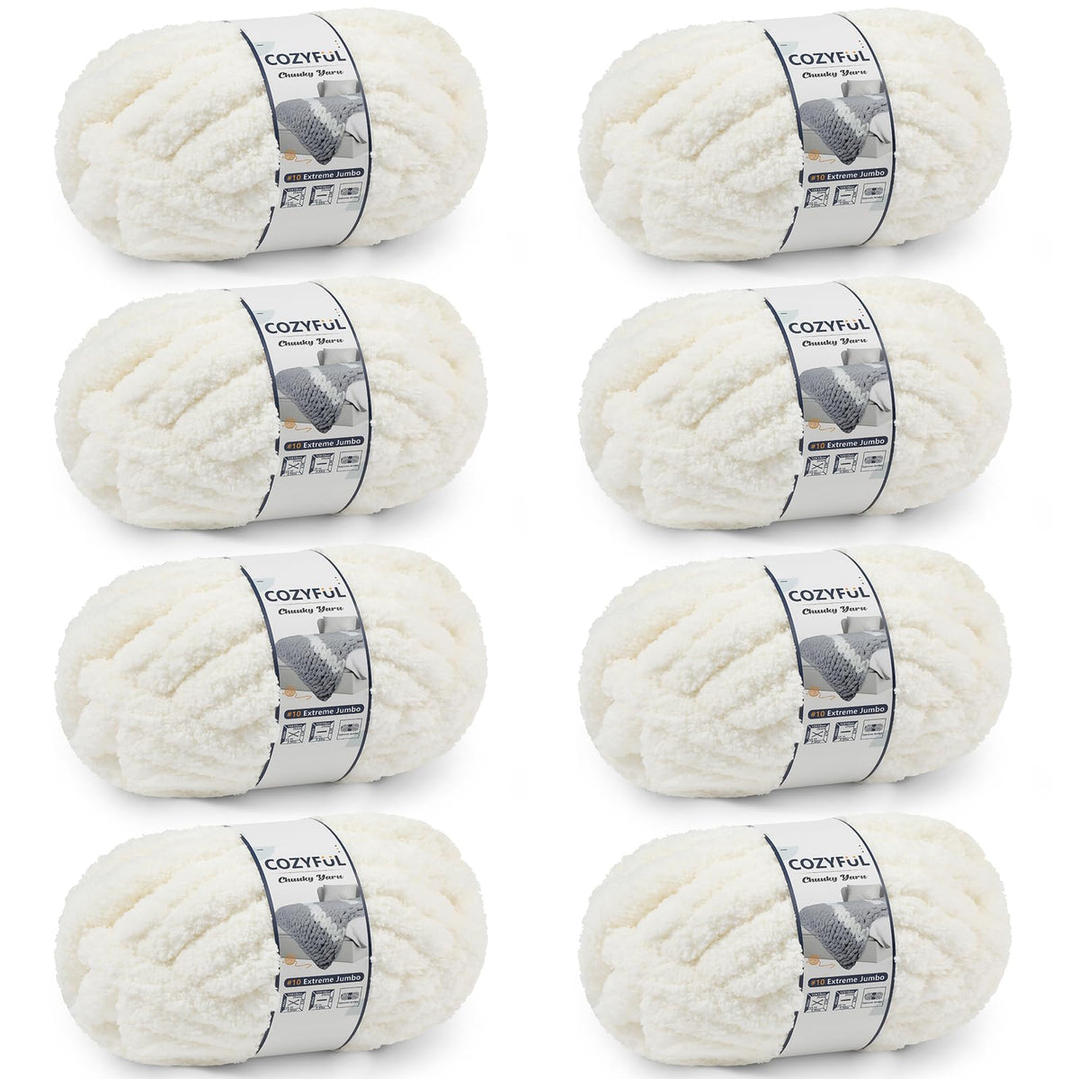 Cozyful Chunky Yarn for Hand Knitting - #10 Chunky Chenille Yarn, Jumbo Big Thick Chunky Yarns for Crocheting, Super Bulky Chunky Knit Blanket Yarns, 8 Skein (22 yds 8 oz Each Skein), Soft Sage Green Jansha Store