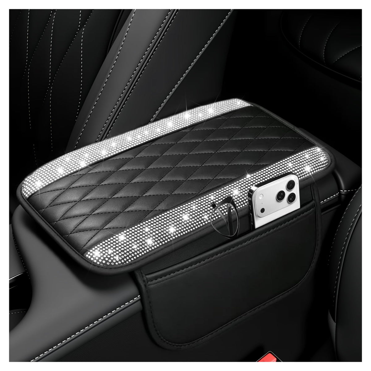 Stacool Upgraded Car Center Console Cover,Microfiber Leather Car Armrest Cover Cushion with 2 Storage Bags,Universal Car Armrest Storage Box (Brown) Jansha Store