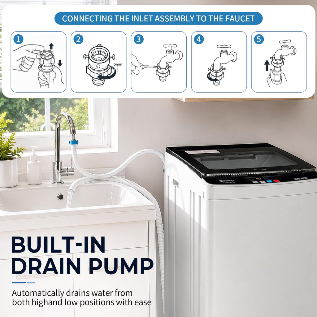 Winado 17.6LBS Full Automatic Portable Washing Machine with Drain Pump Jansha Store