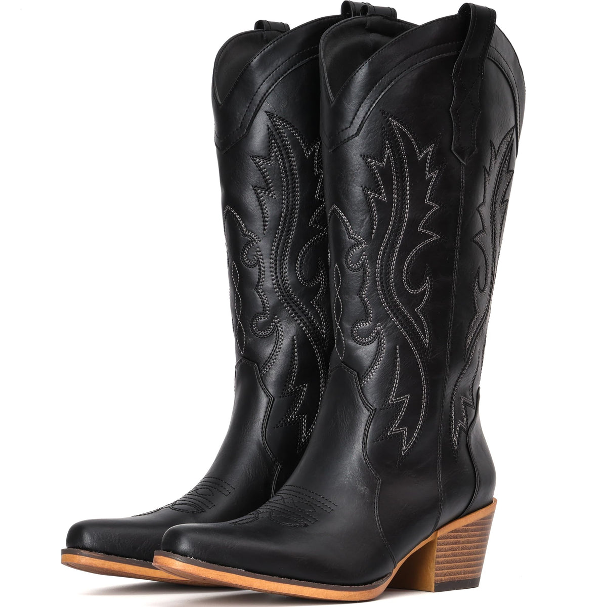 IUV Cowboy Boots For Women Western Cowgirl Boots Mid Calf Snip Toe Jansha Store