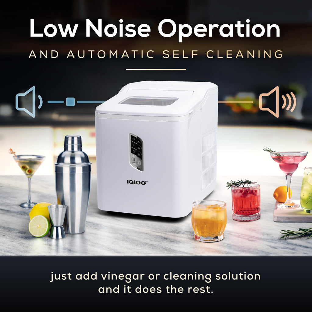 Igloo Premium Self-Cleaning Countertop Ice Maker Machine, Handled Portable Ice Maker, Produces 26 lbs. in 24 hrs. with Ice Cubes Ready in 6-8 Minutes, Comes with Ice Scoop and Basket Jansha Store