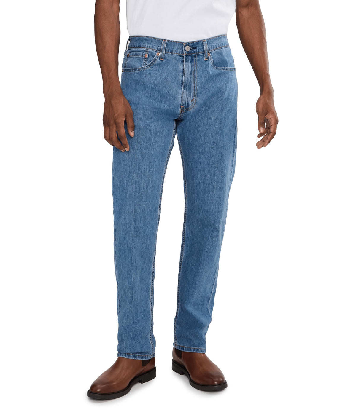 Full-length back view of the men's 505 regular fit jeans showing rear rise