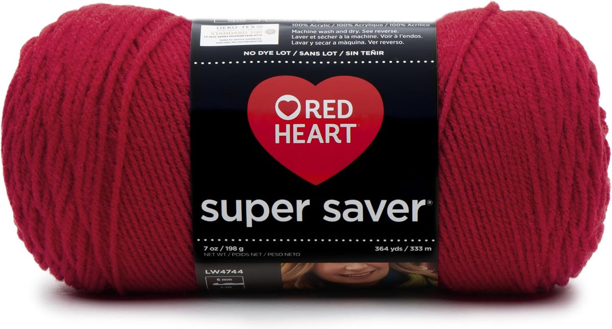 Red Heart Super Saver Yarn for Crocheting & Knitting, Cherry Red, Single Jansha Store