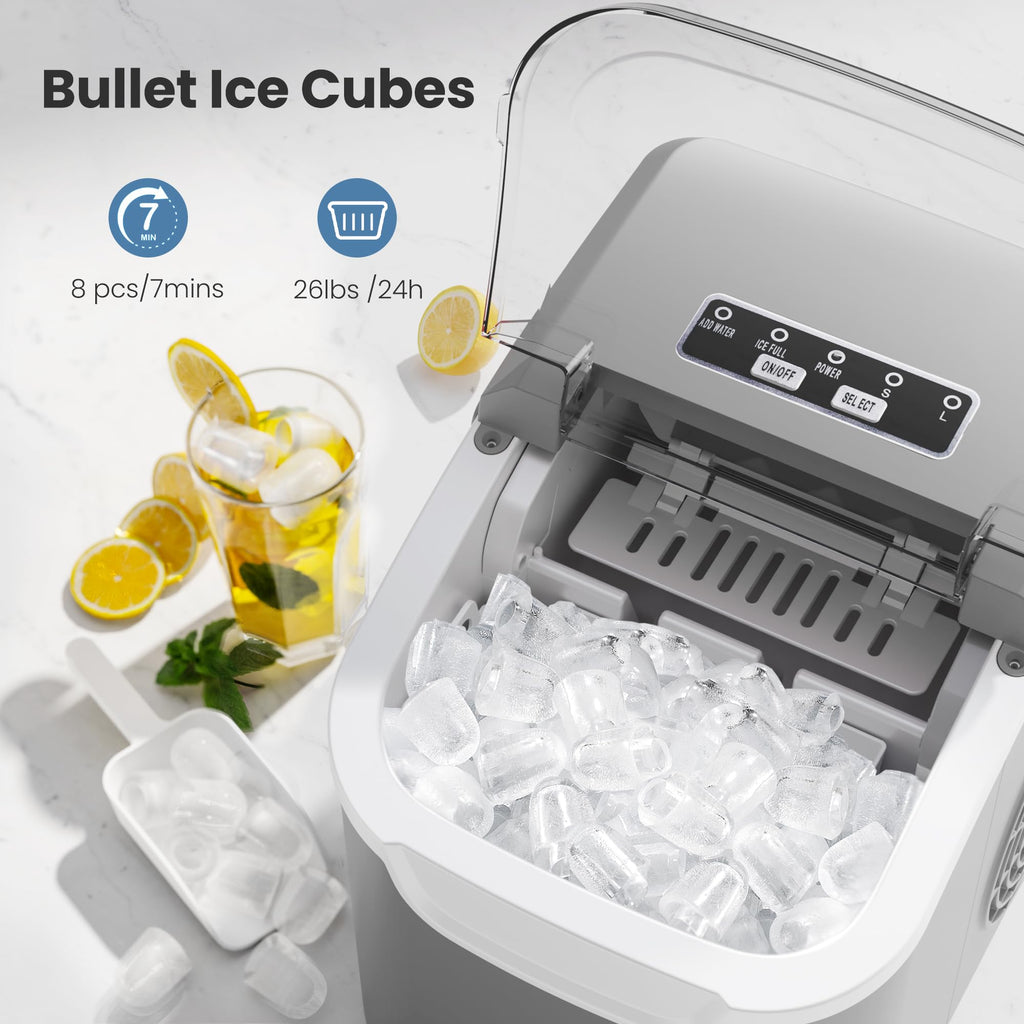Crzoe Countertop Ice Maker, 26Lbs/24H, 2 Sizes of Ice, Self-Cleaning,Green Jansha Store