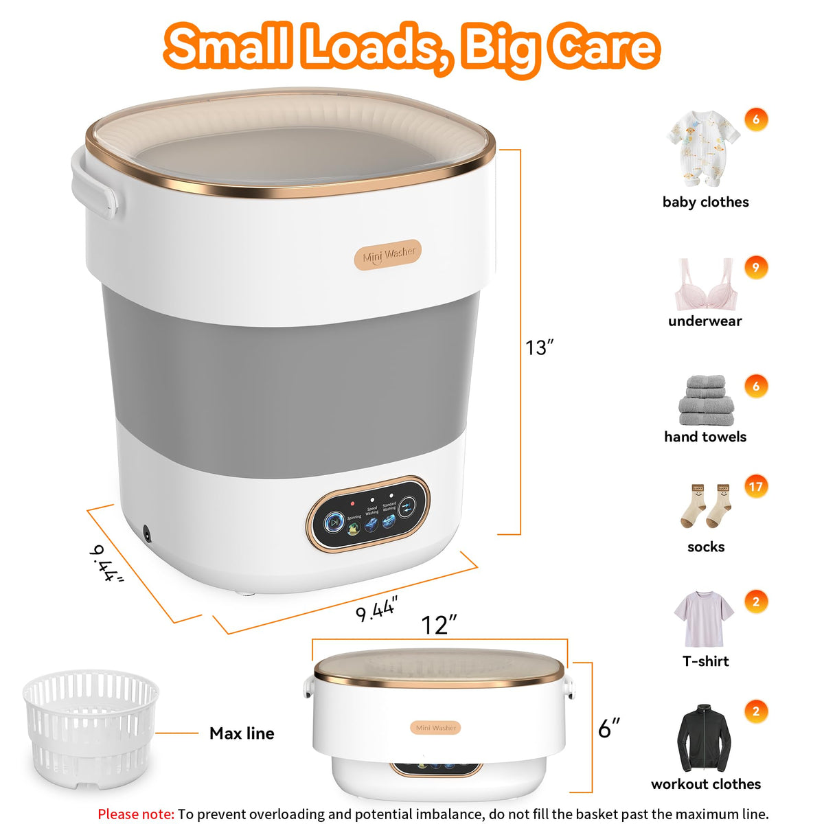 JUJOJB Portable Washing Machine, Folding 20L Mini Washer and Spin-Dryer Jansha Store
