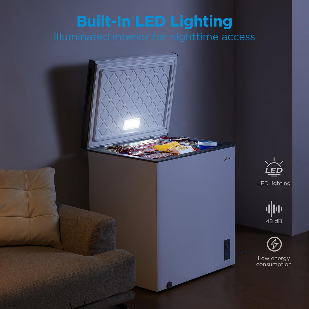 Midea 3.5 Cu.ft Chest Freezer, Fridge Freezer Convertible with LED Light Jansha Store