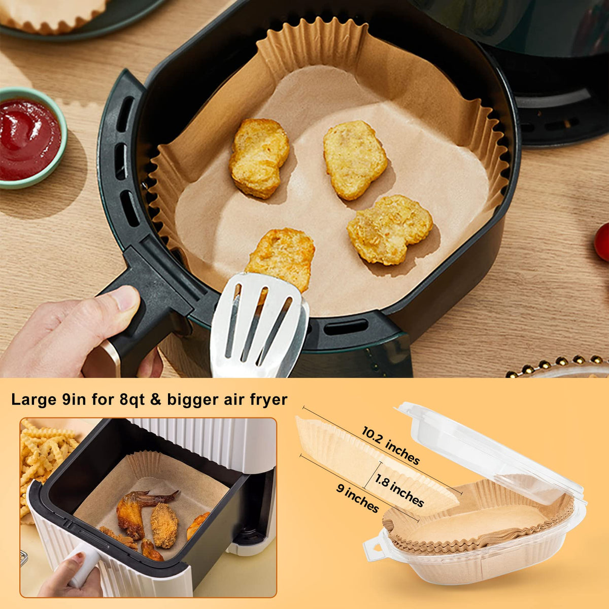 Air Fryer Liners Disposable, 100Pcs Parchment Paper 6.5" Square for 3-5QT Jansha Store
