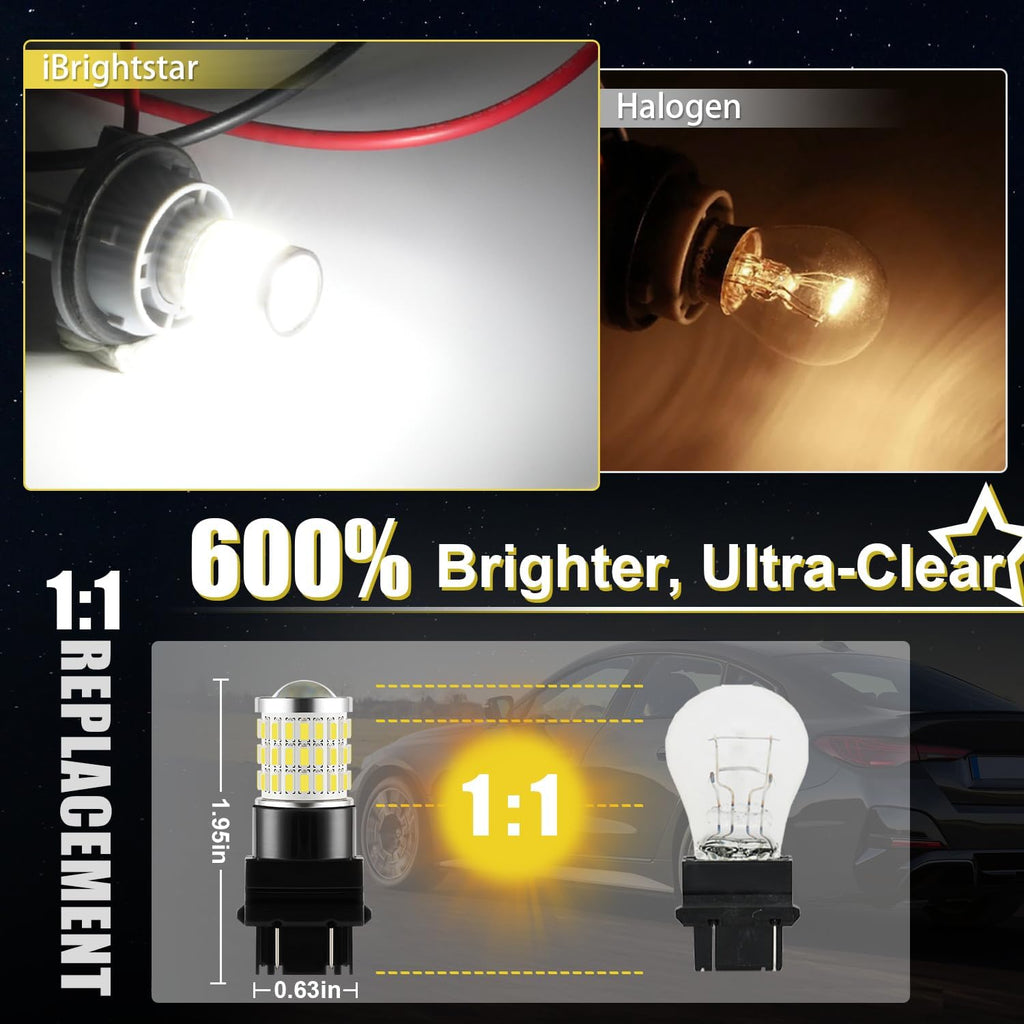 iBrightstar 3157 LED Bulb White, 4157 3156 LED Reverse Light Bulbs Super Bright for Tail Brake Lights Backup Lights Turn Signal Lights, 2 Pack Jansha Store