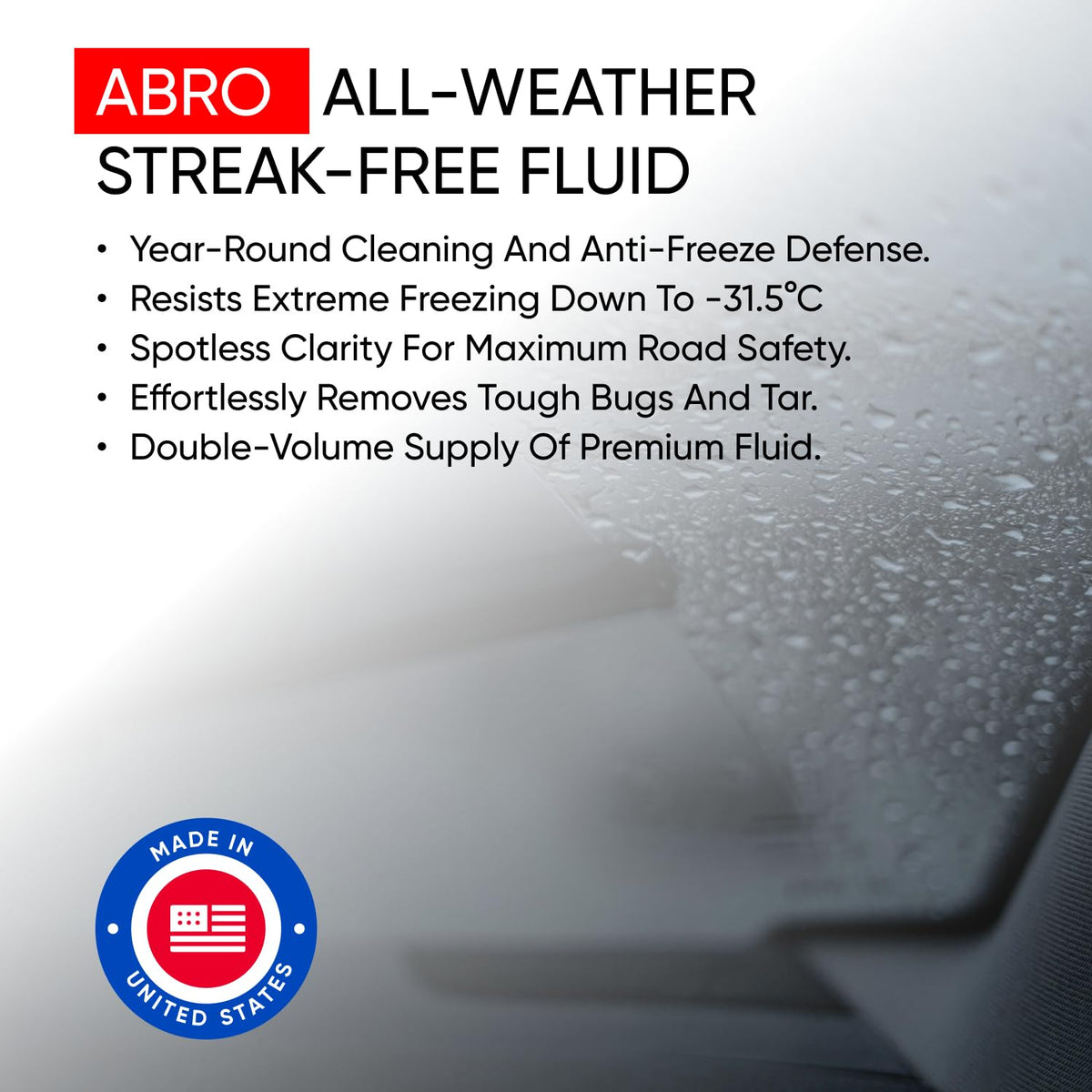 ABRO Windshield Washer Fluid 1 Gallon, Streak-Free Bug Remover, 1 Pack Jansha Store