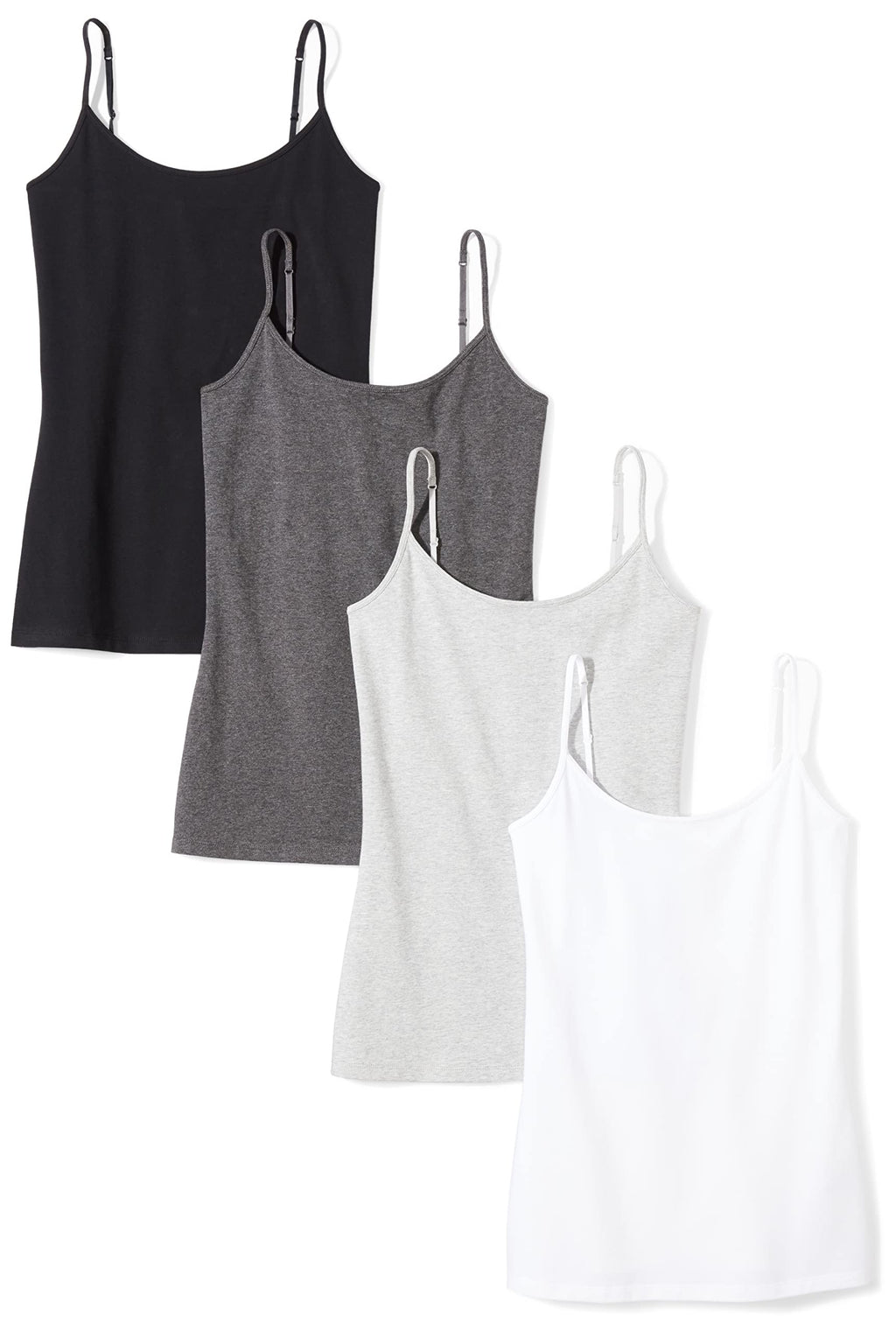 Close-up of a women's slim-fit camisole showing the scoop neckline and thin straps