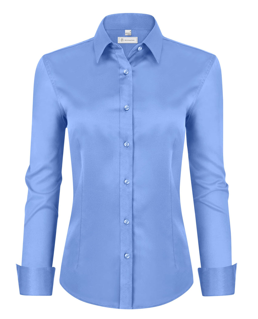 siliteelon Womens Classic-Fit Dress Shirts Long Sleeve Button Down Wrinkle-Free Stretch Solid Casual Work Office Blouse Top Jansha Store