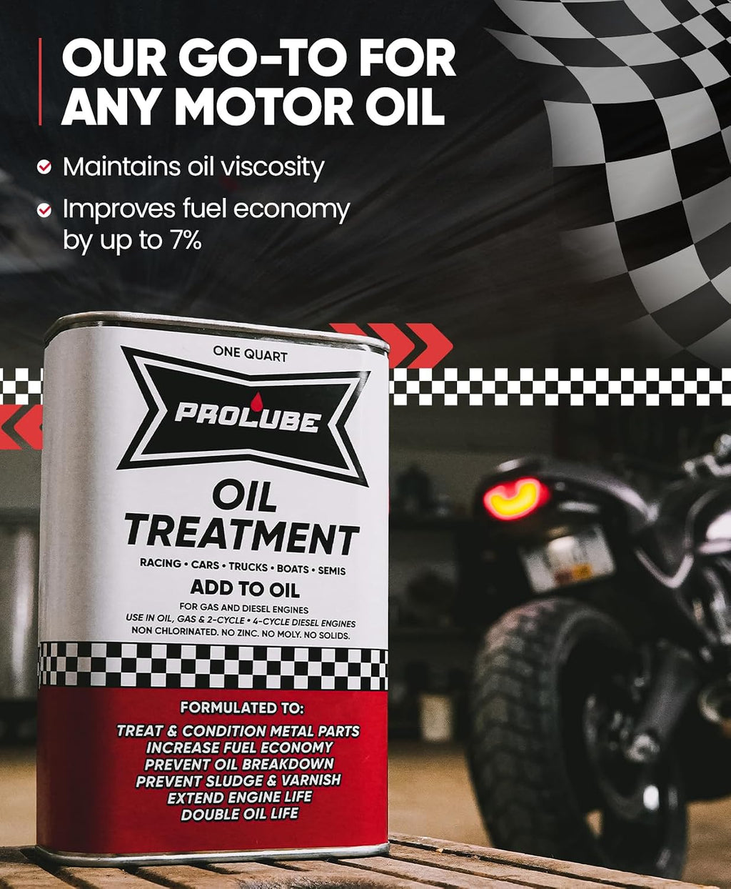Prolube Oil Treatment - Engine Oil Additive for Gas & Diesel Engines - Reduces Wear, Noise, Vibration - Boosts Fuel Economy & Horsepower - Works on Transmissions & Differentials (1QT) Jansha Store