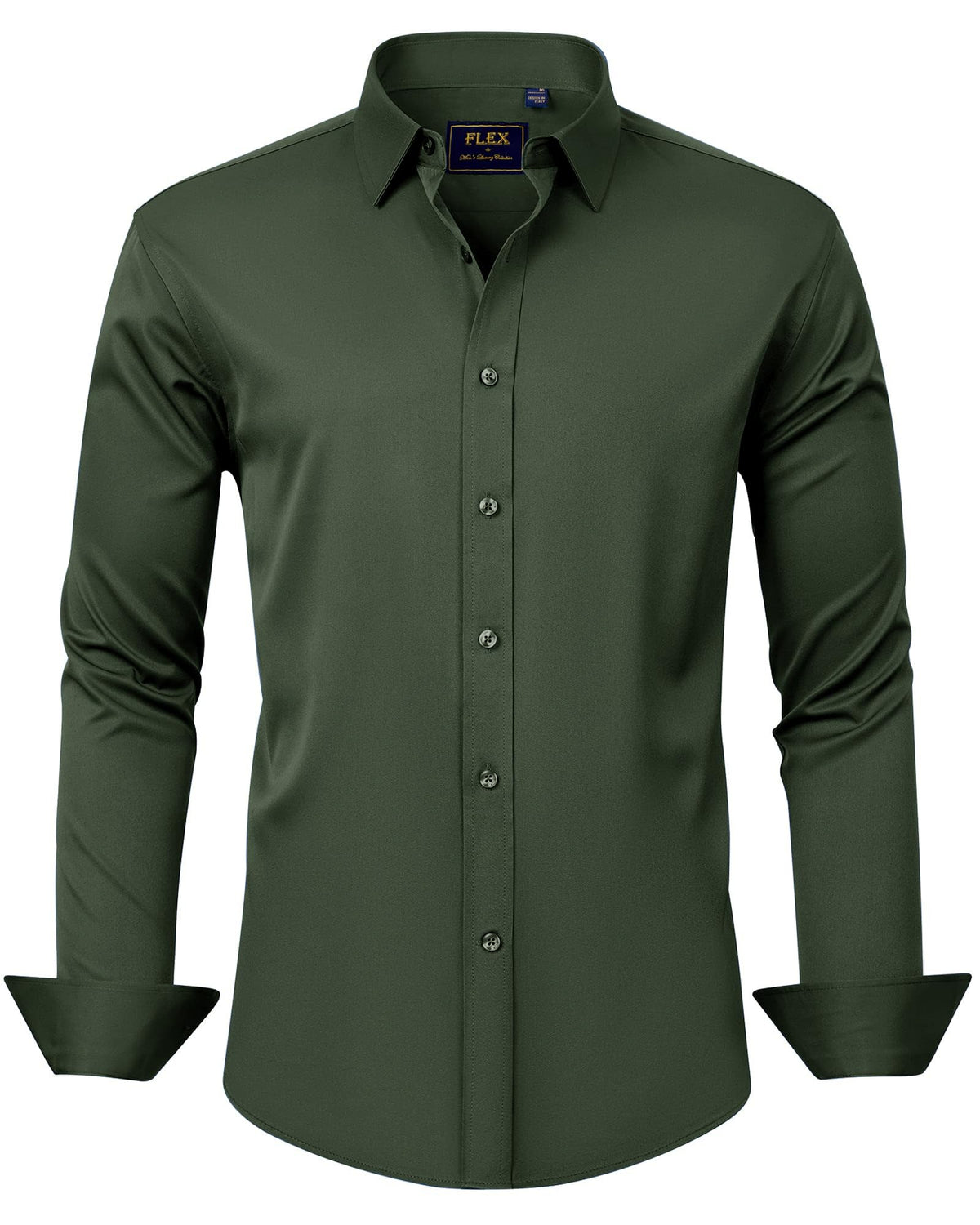 Men's dress shirt front placket and buttons in a close-up detail view