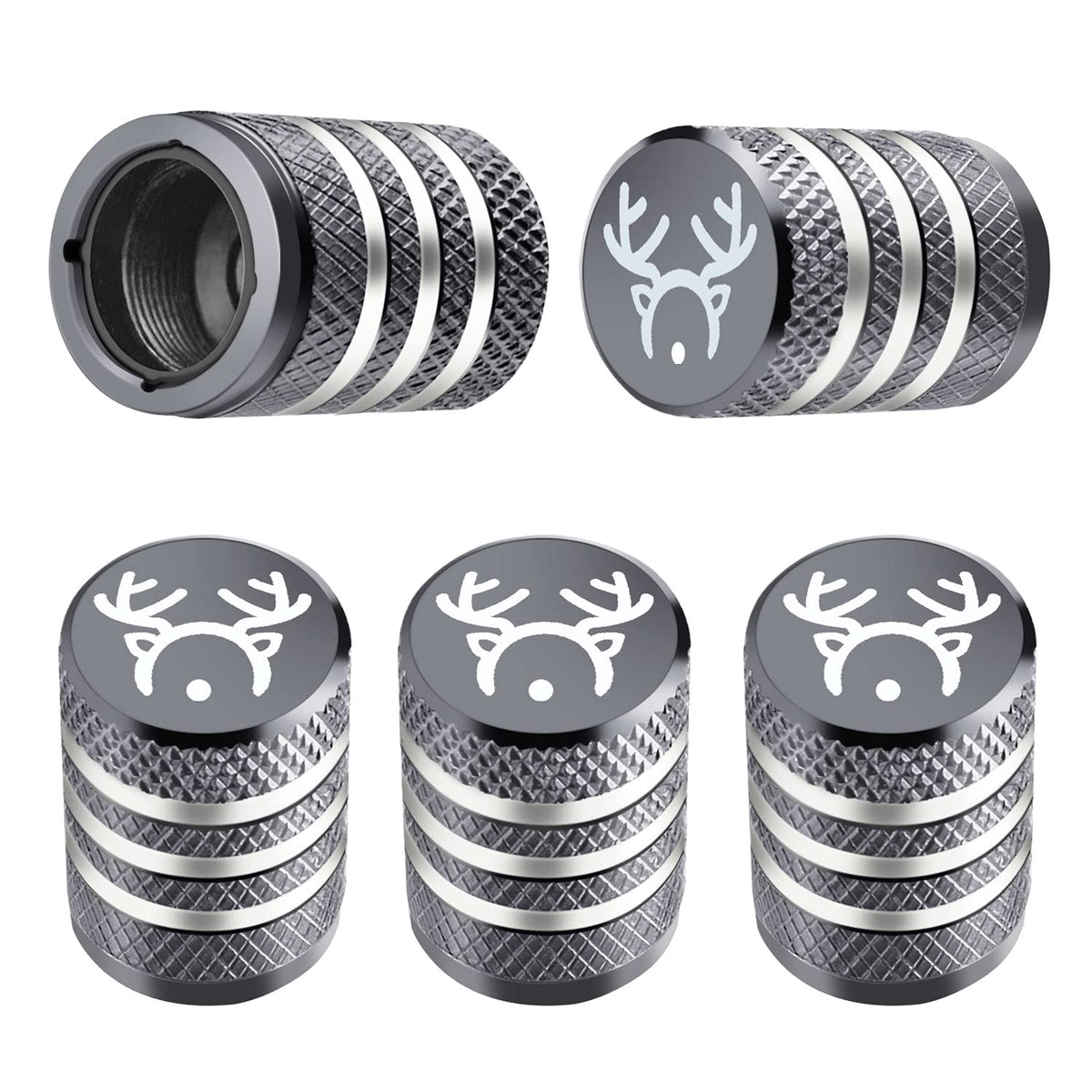 DECURCAR Tire Valve Stem Caps 5 Pack American Flag - Black Jansha Store