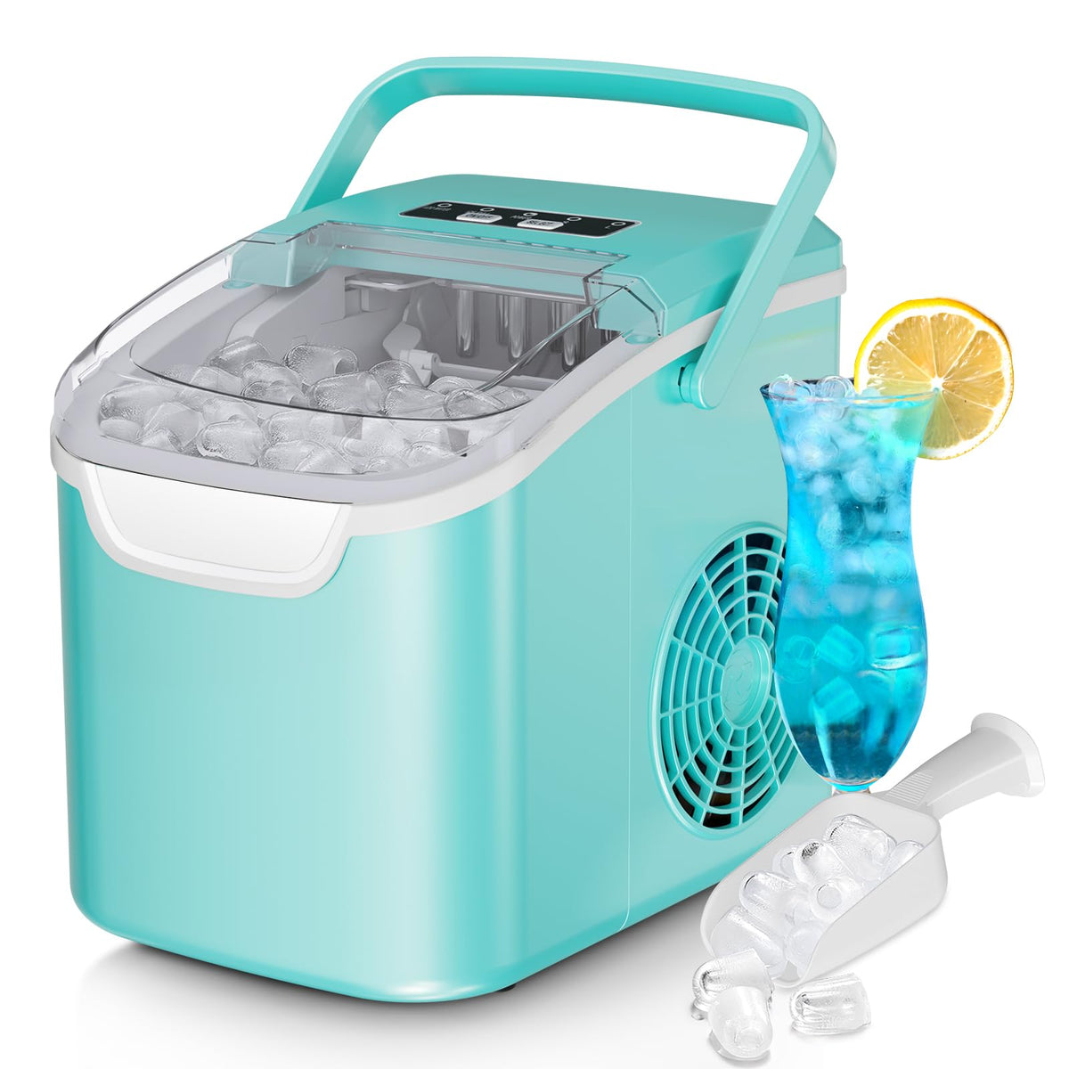 Countertop Ice Maker Machine, 8 Ice Cubes in 6 mins, 26lb/Day Bullet Ice with 2 Sizes- Portable Mini, Energy Saving & Basket/Scoop for Home/Party/Travel/Camping/Bar,Purple Jansha Store