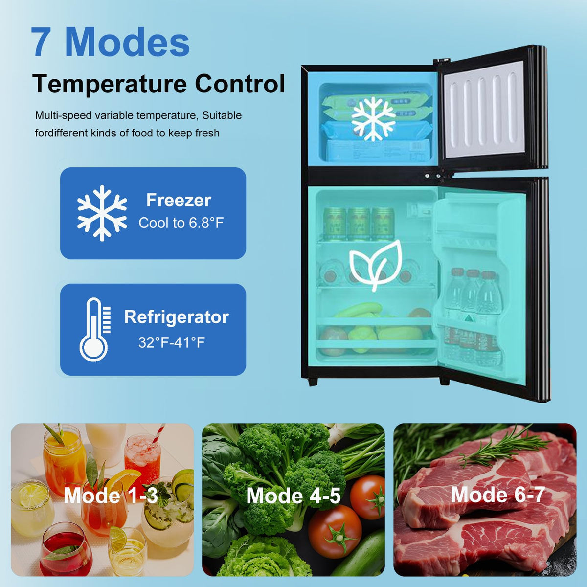 Cucina Magica Mini Fridge with Freezer, 3.8 Cu.Ft Small Fridge, Dorm Fridge Jansha Store
