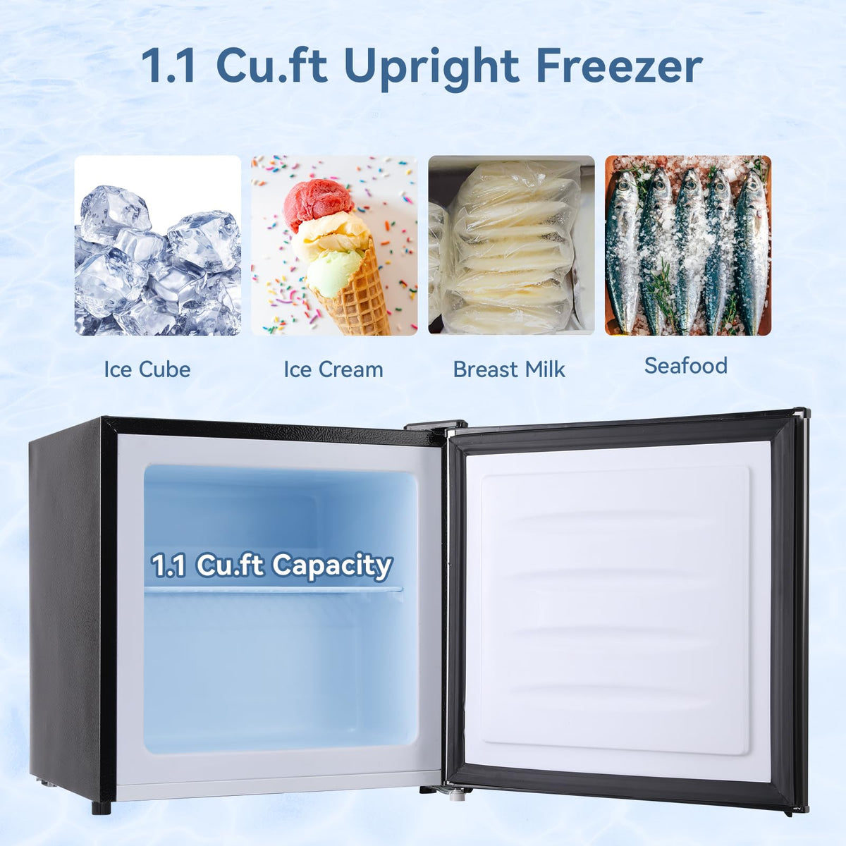 BANGSON 1.1 Cu.ft Upright Mini Freezer for Dorms Apartment, Silver Jansha Store