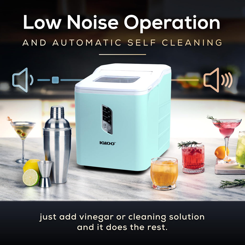 Igloo Premium Self-Cleaning Countertop Ice Maker Machine, Handled Portable Ice Maker, Produces 26 lbs. in 24 hrs. with Ice Cubes Ready in 6-8 Minutes, Comes with Ice Scoop and Basket Jansha Store