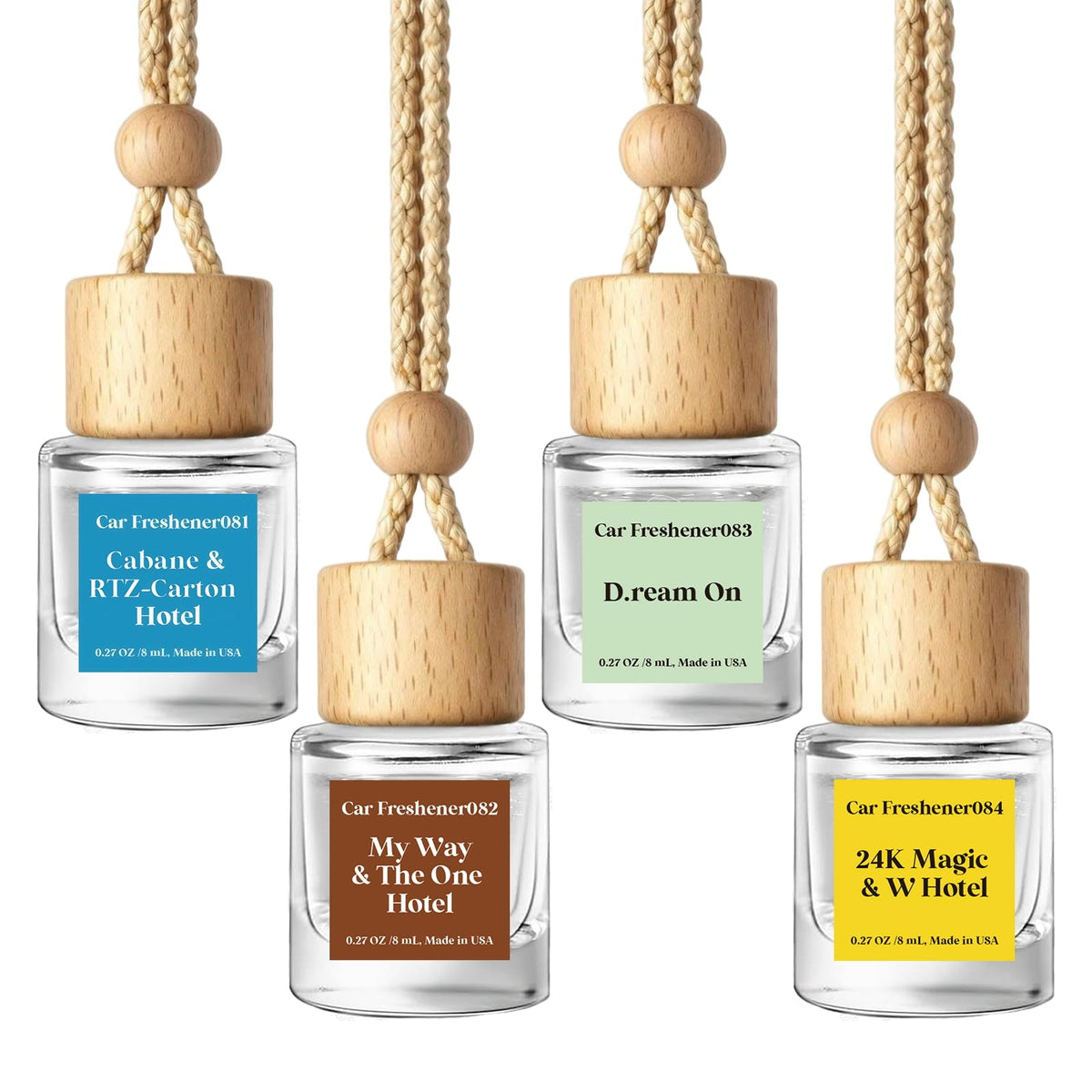 C Classy Car Air Freshener Hanging 2 Pack, Mahogany Teakwood Essential Oil Diffuser, Cute Glass Bottle, Long-Lasting Fragrance Car Accessories for Women & Men, Made in USA Jansha Store