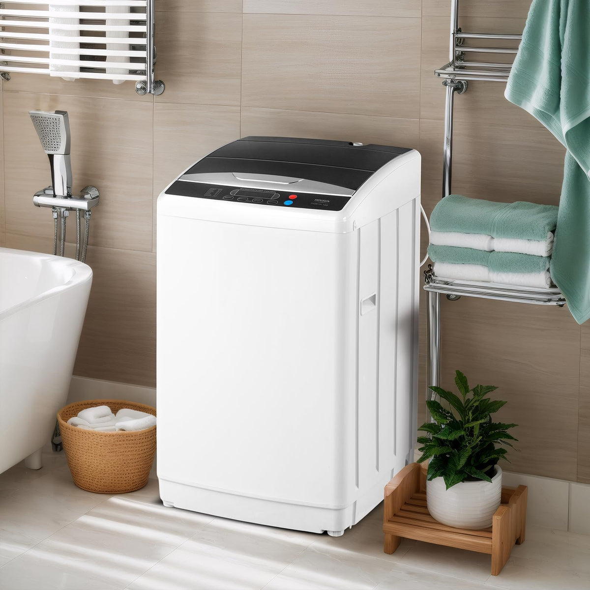 ROVSUN 30LBS Washing Machine, Full-Automatic Portable Washer with Stainless Steel Drum, Electric Laundry Machine, Washer and Spin Dryer Combo with Drain Pump for Home, Apartment Jansha Store