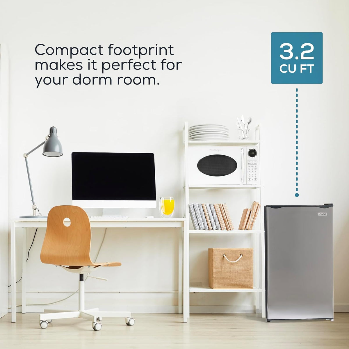 Igloo 3.2 Cu.Ft. Mini Fridge with Freezer - Single Door Compact Refrigerator with Glass Shelves for Homes, Dorms & Offices- Keep Snacks, Drinks & Frozen Foods Cool with Temperature Control Mini Fridge Jansha Store