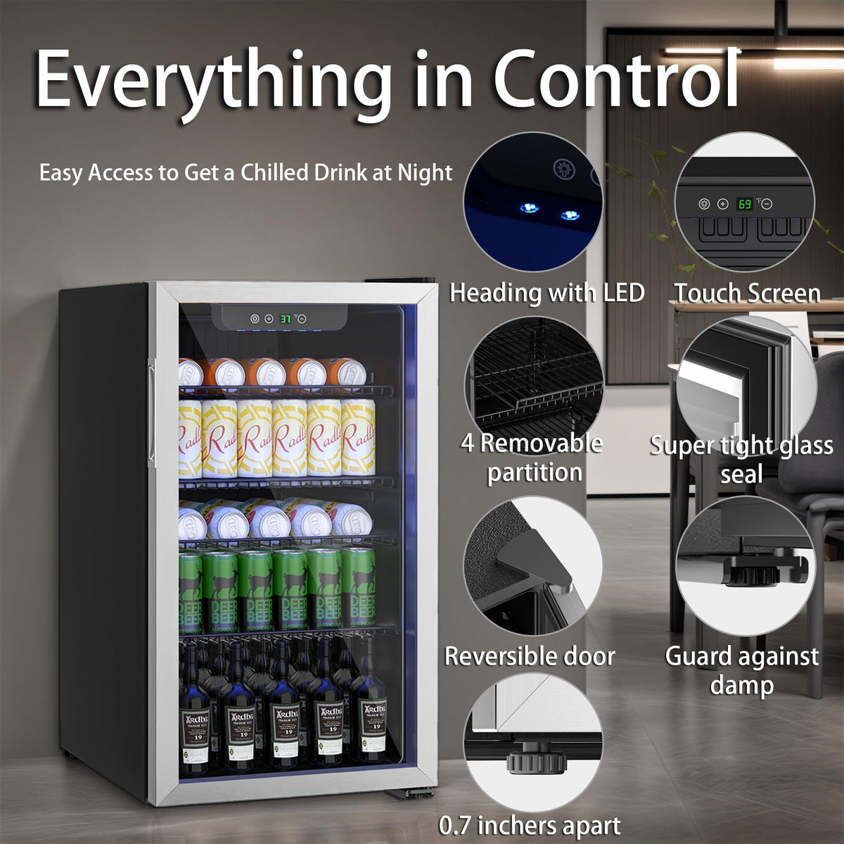 DOGHLY 1.7 Cu.ft Mini Fridge Glass Door, 72 Cans Beverage Refrigerator Jansha Store