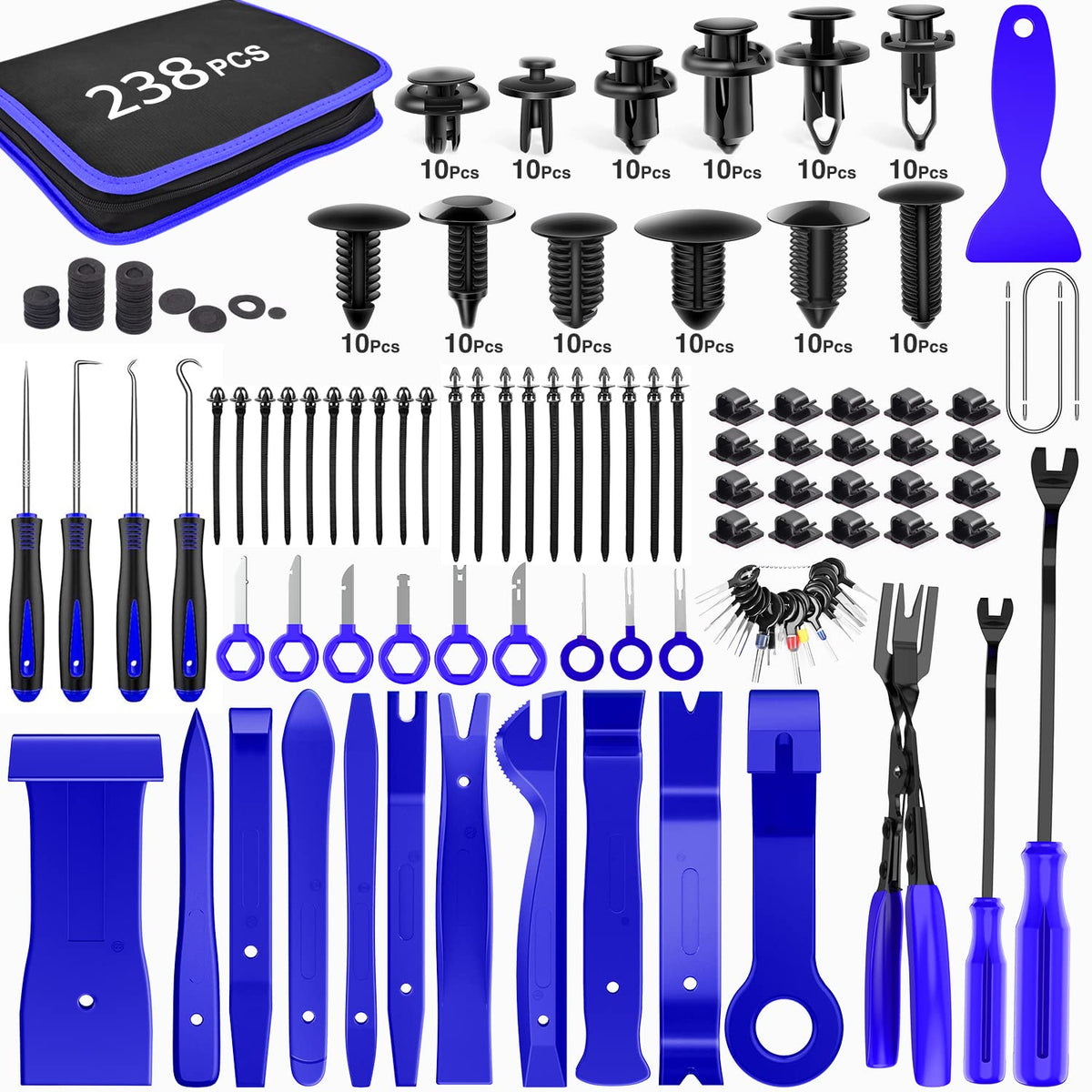 GOOACC 240PCS Bumper Retainer Clips Car Plastic Rivets Fasteners Push Retainer Kit 12 Popular Sizes Auto Push Pin Rivets Set -Door Trim Panel Fender Clips for GM Ford Toyota Honda Chrysler Jansha Store
