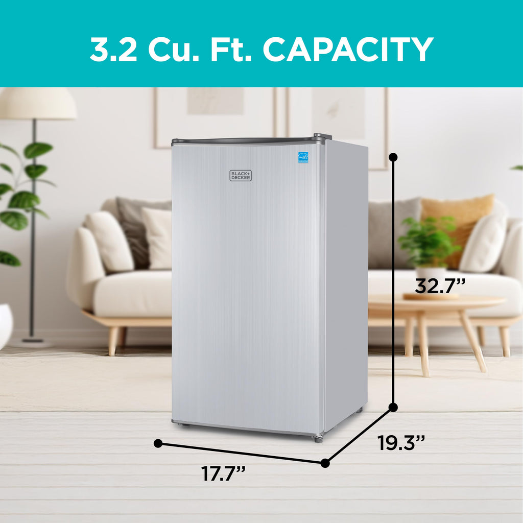 BLACK+DECKER 2.5 Cu. Ft. Compact Refrigerator, BCRK25V, Stainless Look Jansha Store