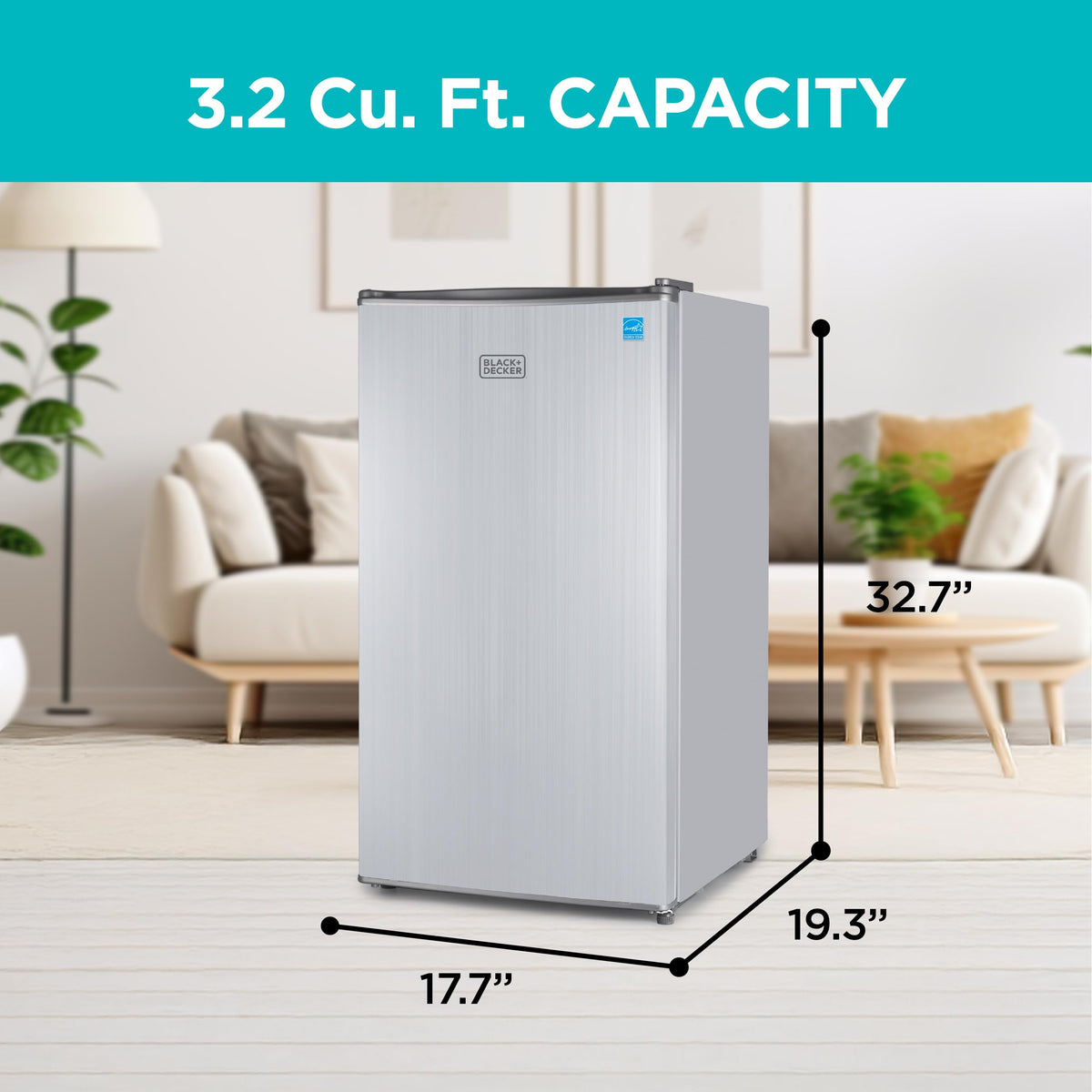 BLACK+DECKER 2.5 Cu. Ft. Compact Refrigerator, BCRK25V, Stainless Look Jansha Store