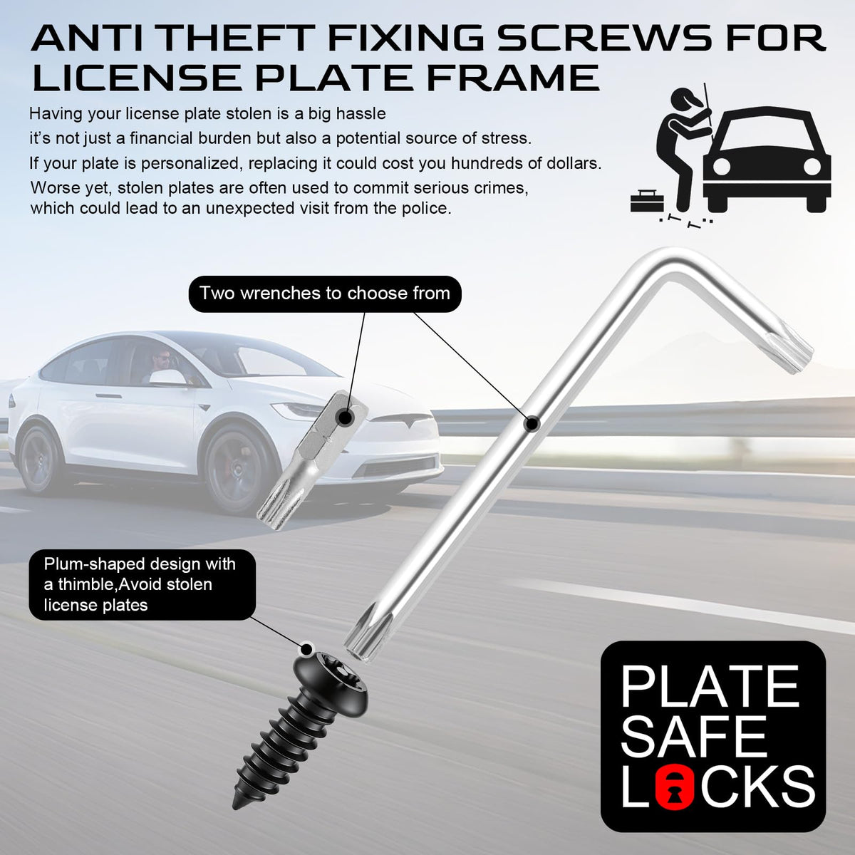 LivTee Rustproof License Plate Screws for Securing License Plates Frames and Covers on Cars and Trucks, 4 Sets Premium Stainless Steel Self Tapping Mounting Bolts (Black Zinc Plated) Jansha Store