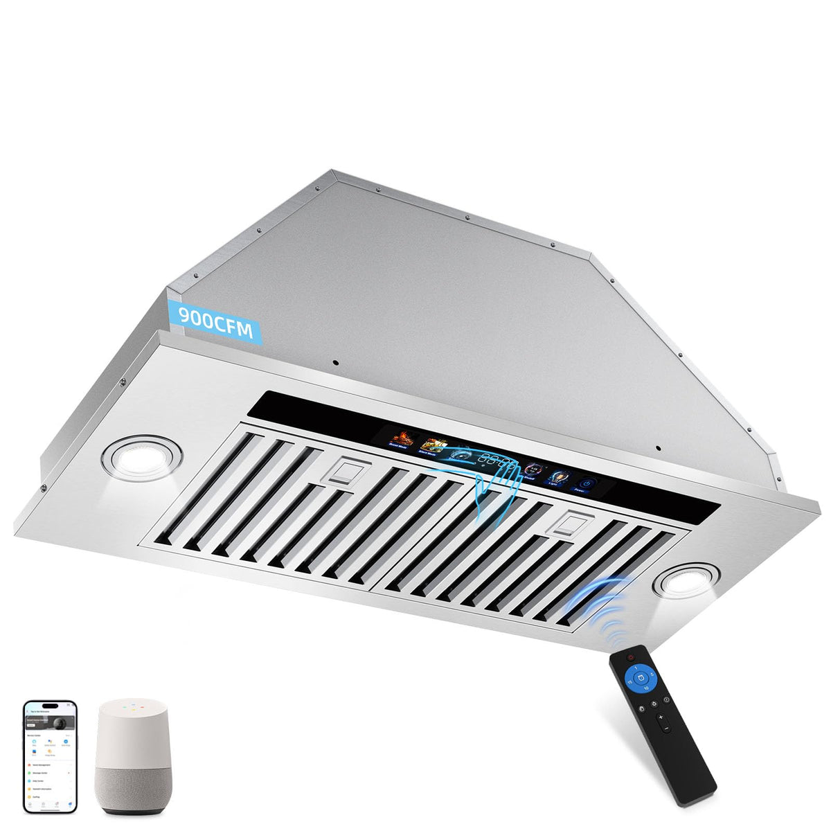 Range Hood Insert 30 inch,Stainless Steel Kitchen Vent Hood 600CFM,Built-in Kitchen Stove Hood w/Front Button Controls and Front LED Lights,Baffle Filters,Ducted/ductless Convertible Duct Jansha Store