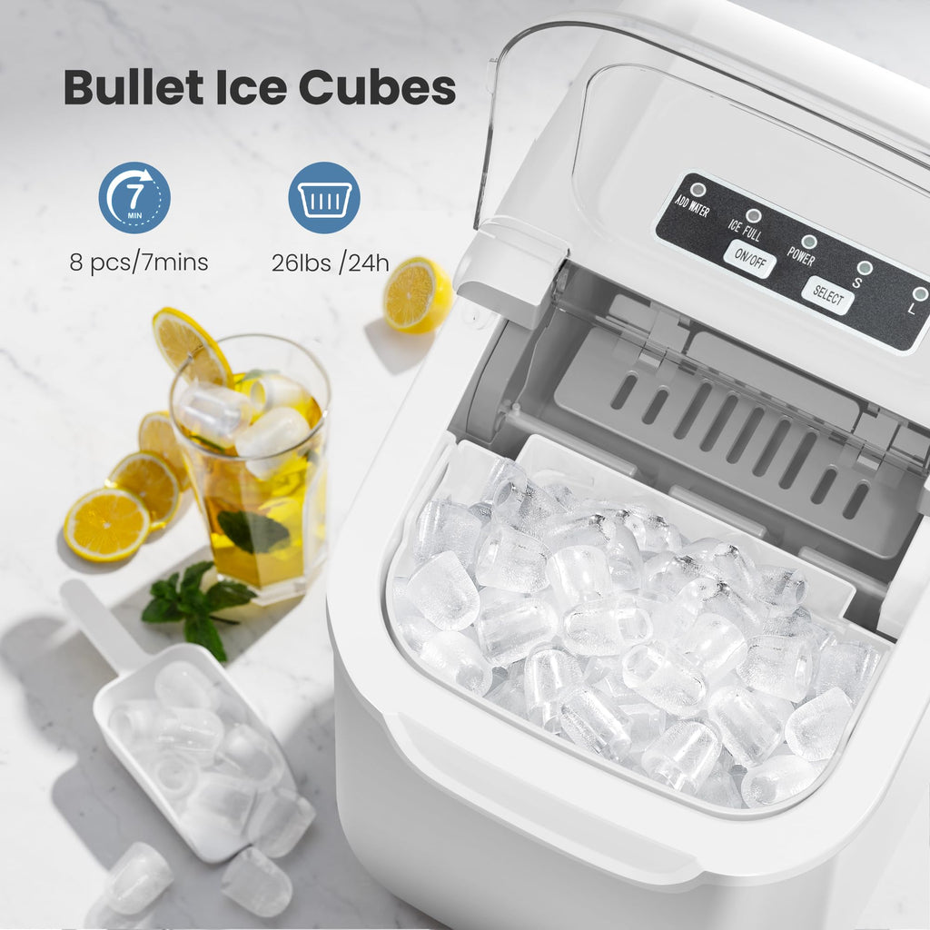 Crzoe Countertop Ice Maker, 26Lbs/24H, 2 Sizes of Ice, Self-Cleaning,Green Jansha Store