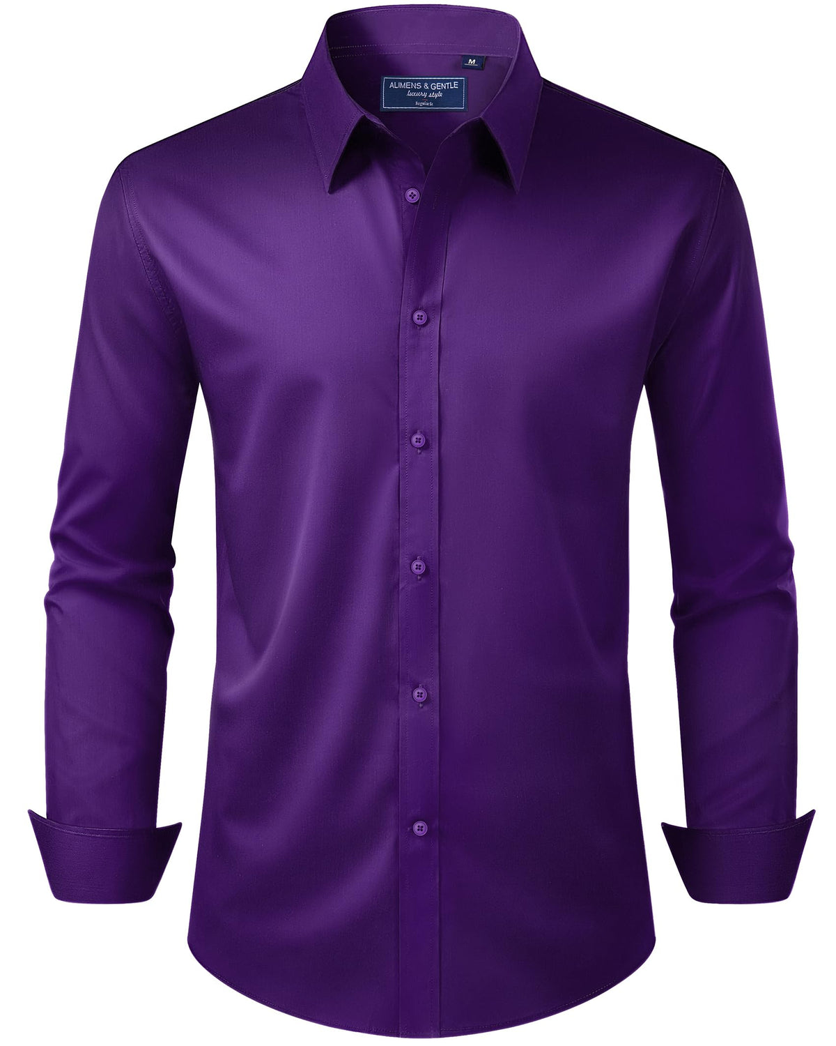 Alimens & Gentle Men's Dress Shirt Regular Fit Stretch Stain Shield Long Sleeve Solid Business Wedding Button Down Shirts Jansha Store