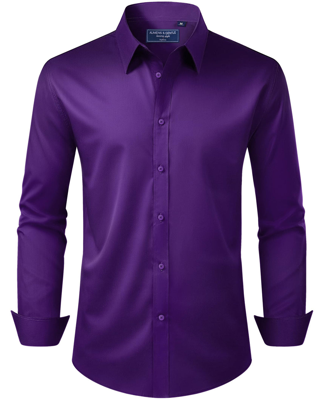 Alimens & Gentle Men's Dress Shirt Regular Fit Stretch Stain Shield Long Sleeve Solid Business Wedding Button Down Shirts Jansha Store