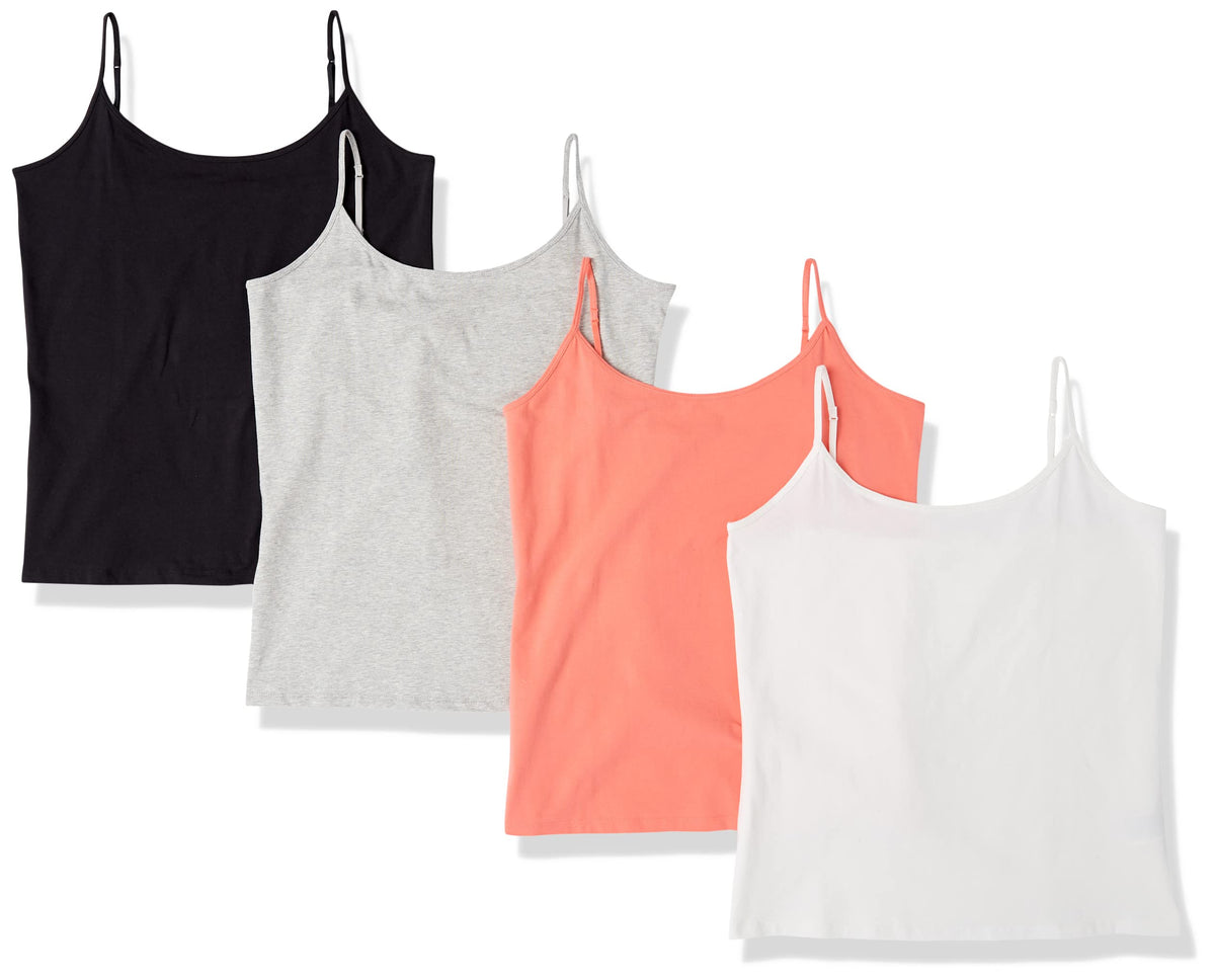Amazon Essentials Women's Slim-Fit Camisole for Layering and Everyday Wear, Pack of 4 Jansha Store