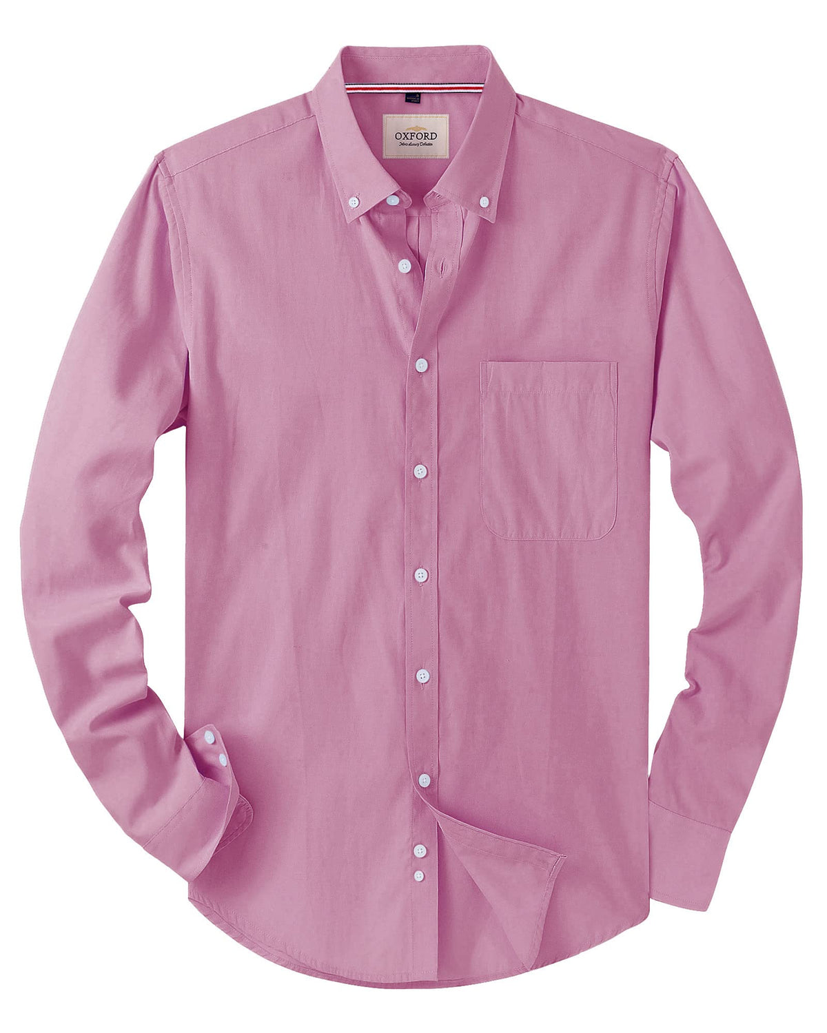 Alimens & Gentle Mens Solid Oxford Shirt Long Sleeve Dress Shirt Work Casual Button Down Shirts with Pocket Jansha Store