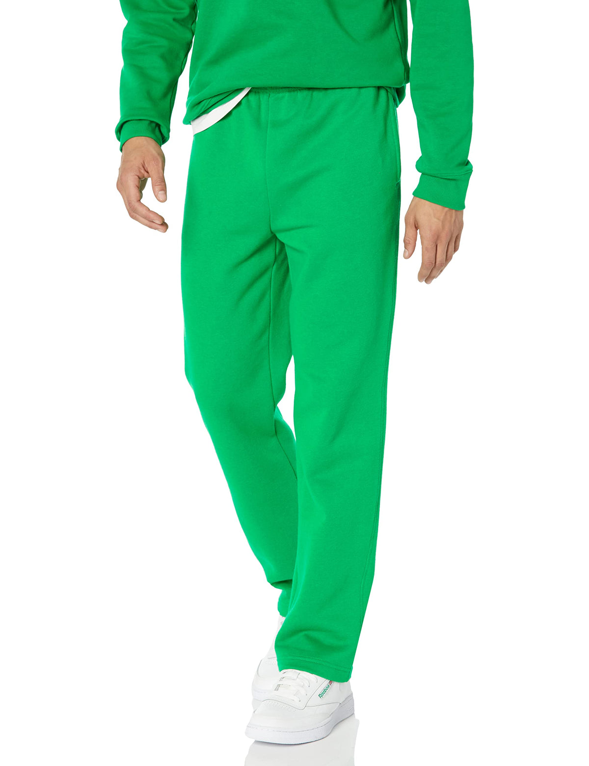 Men's fleece sweatpants in heather grey, full-length front view