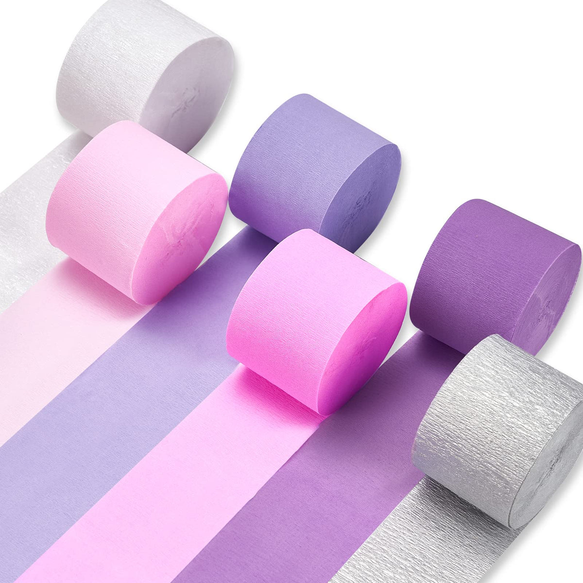 PartyWoo Pastel Crepe Paper Streamers 6 Rolls 492 FT Streamers Jansha Store