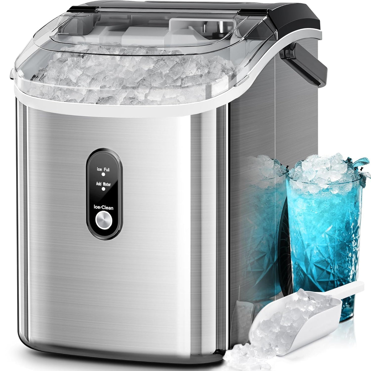 Kismile Nugget Ice Maker Countertop, 35 lbs/Day, Stainless Steel Jansha Store
