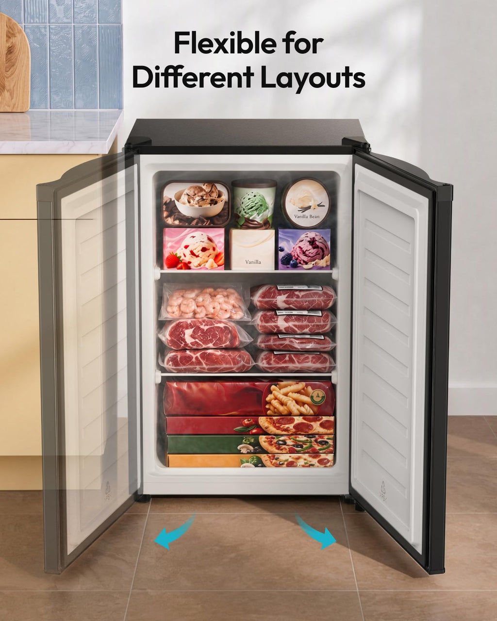 EUHOMY 2.1 Cu.ft Upright Freezer, Reversible Door Mini Freezer, Silver Jansha Store