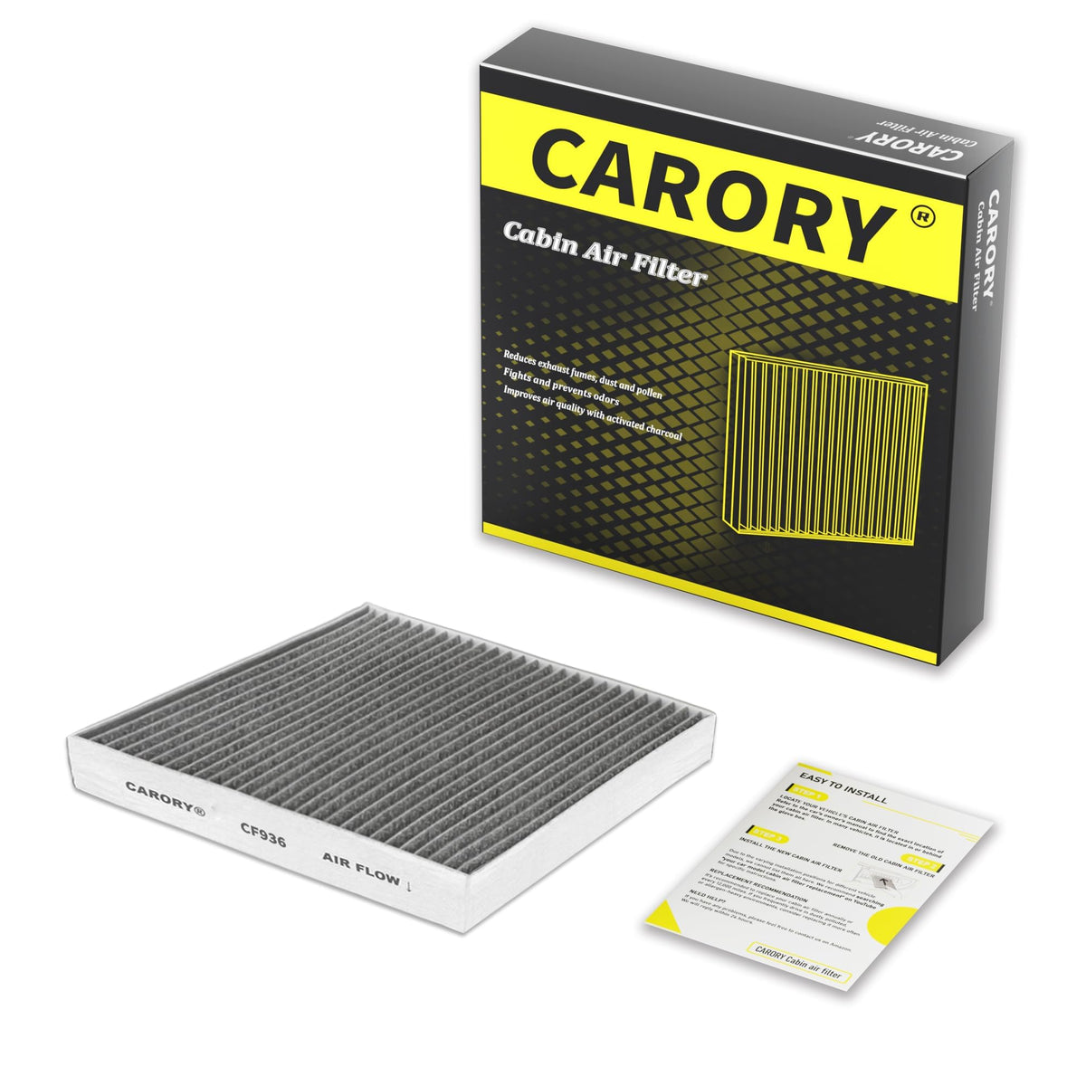 CARORY Cabin Air Filter w/Activated Carbon for Honda Accord 2003–2022, Civic 2006–2015, CR-V 2007–2016, Odyssey 2005–2017, Pilot 2009–2022, Ridgeline 2006–2025, Acura MDX 2007–2020, and More, CF134 Jansha Store