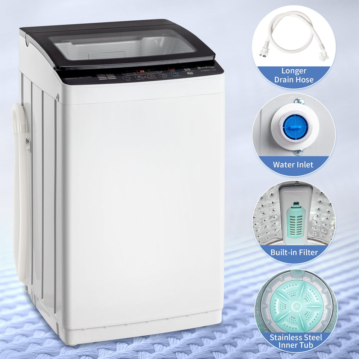 Winado 17.6LBS Full Automatic Portable Washing Machine with Drain Pump Jansha Store