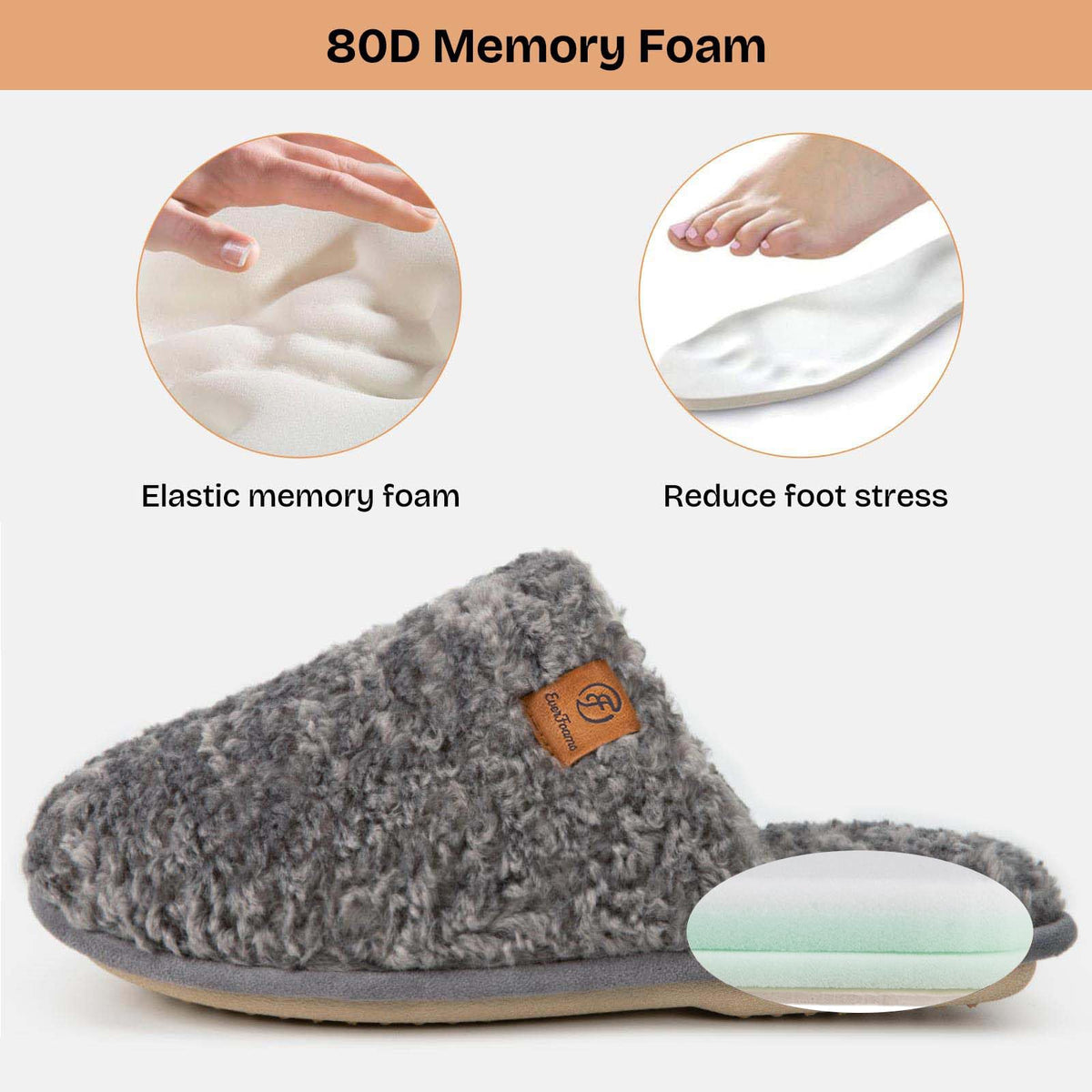 Memory foam insole of cozy indoor slippers, cushioned footbed close-up
