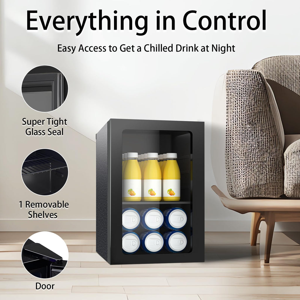 DOGHLY 1.7 Cu.ft Mini Fridge Glass Door, 72 Cans Beverage Refrigerator Jansha Store