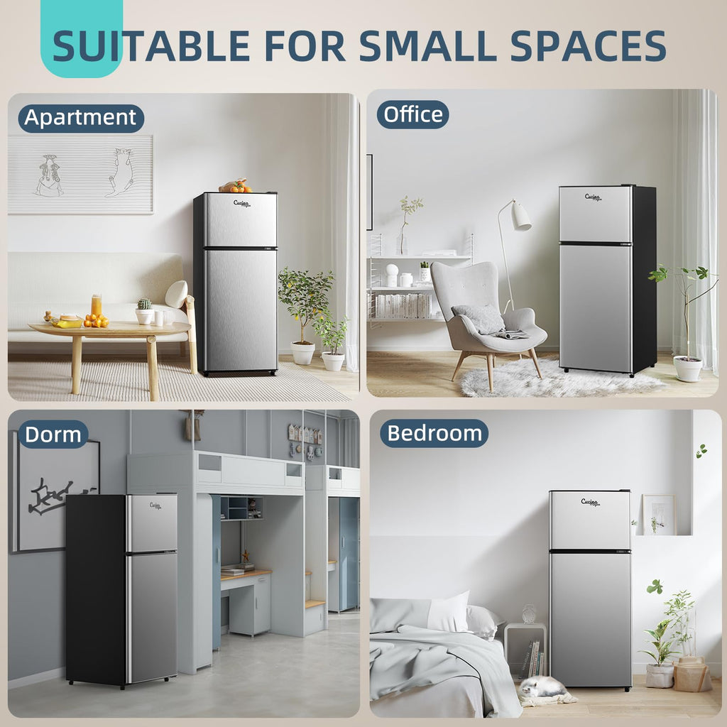Cucina Magica Mini Fridge with Freezer, 3.8 Cu.Ft Small Fridge, Dorm Fridge Jansha Store
