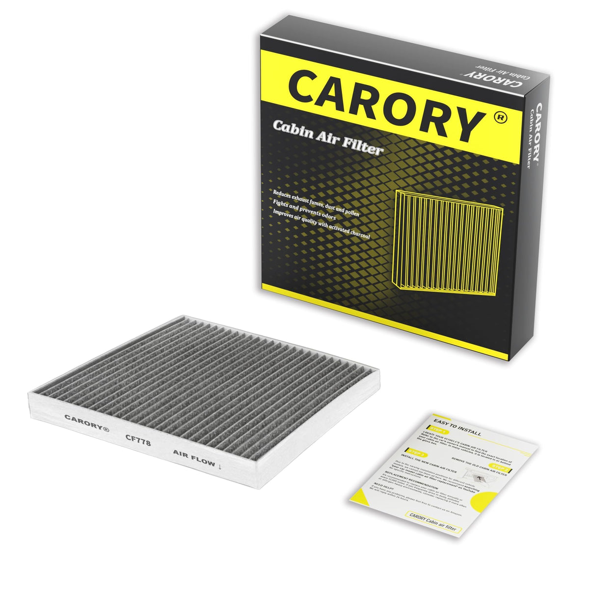 CARORY Cabin Air Filter w/Activated Carbon for Honda Accord 2003–2022, Civic 2006–2015, CR-V 2007–2016, Odyssey 2005–2017, Pilot 2009–2022, Ridgeline 2006–2025, Acura MDX 2007–2020, and More, CF134 Jansha Store